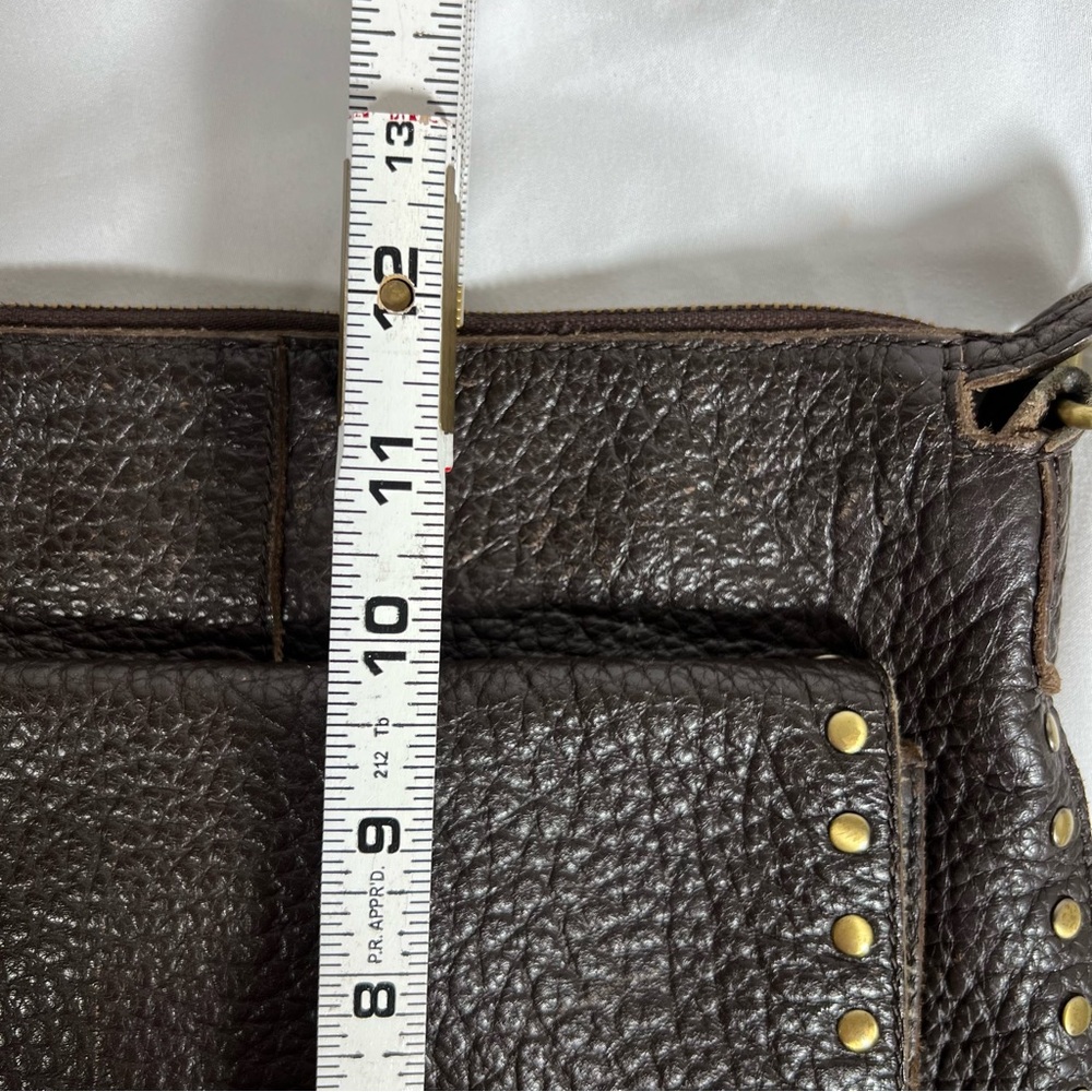 Rafe New York Distressed Pebbled Leather Studded Brown Crossbody Shoulder Bag - Picture 14 of 16